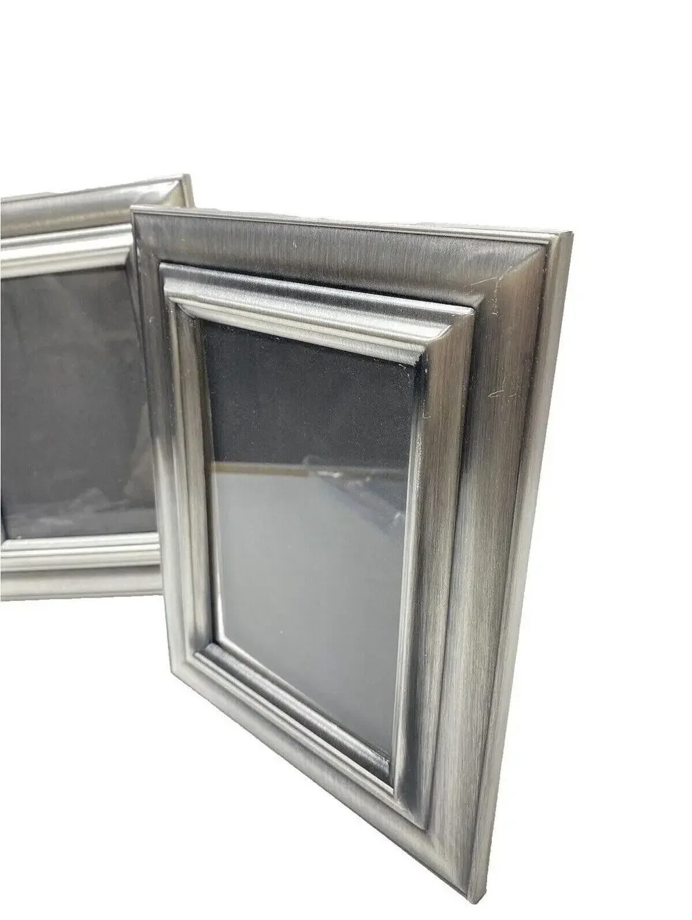 Modern Silver-Plated Photo Frames 2-Piece Set, Sicura Italy Rectangular Display